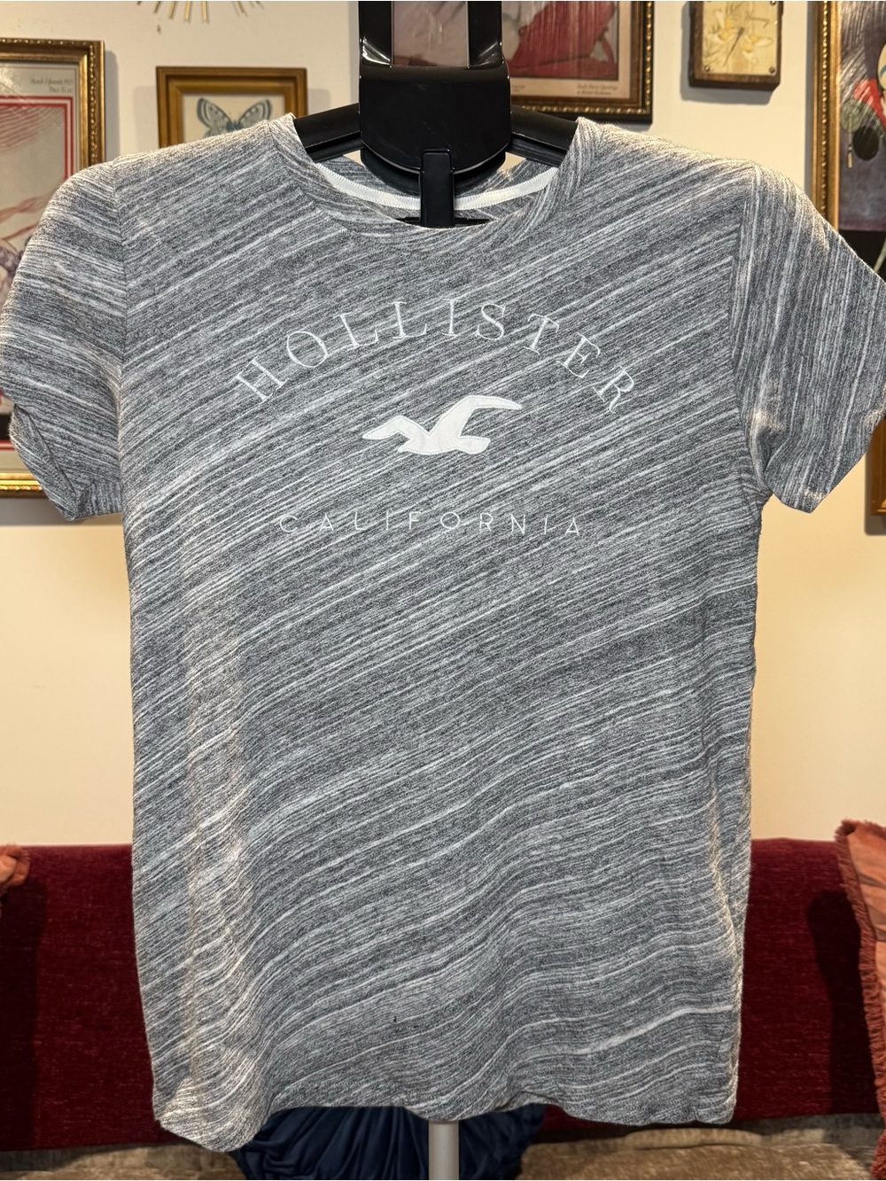 Hollister Gray Heather Logo Short Sleeve Tee